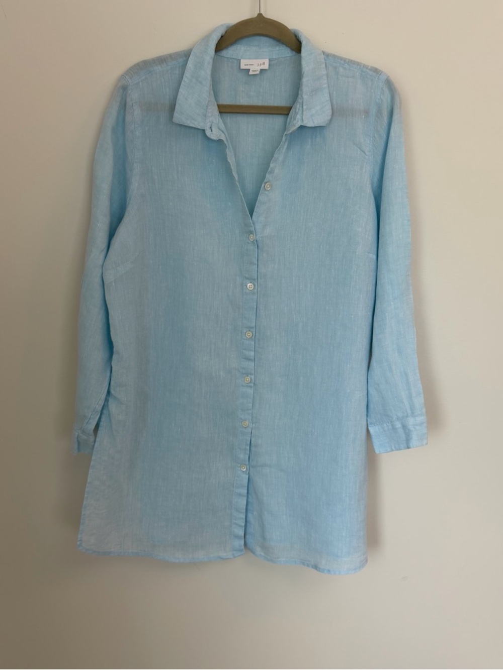Light Blue Button-Up Linen Tunic- Large